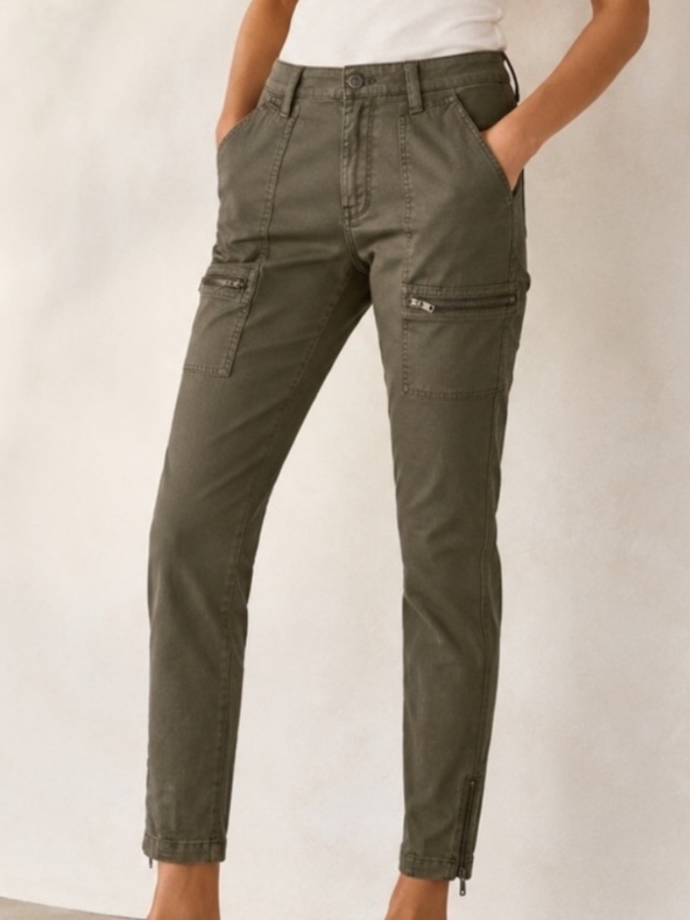 Joie High Rise Park Skinny Ankle Pants Zip Ankles